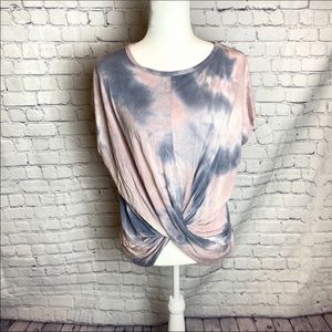 143 Story Twist Front Tie Dye Short Sleeve Top